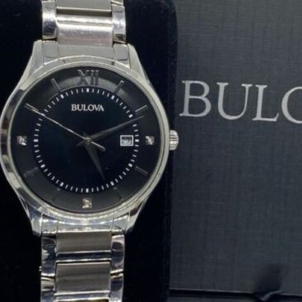 Bulova Men's Diamond Stainless Steel Watch 96D142